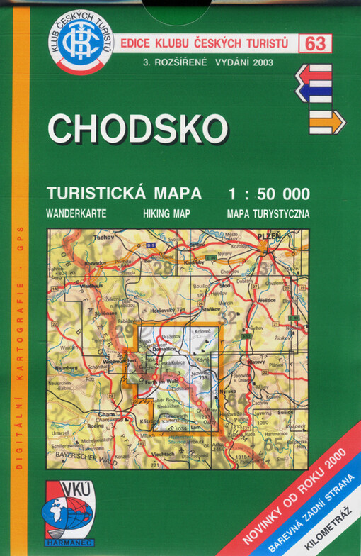 Chodsko turistická mapa 1:50^000 : novinky od roku 2000; barevná zadní strana; kilometráž v mapě : digitální kartografie, GPS