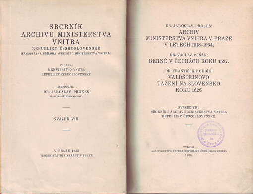 Sborník archivu ministerstva vnitra republiky Československé