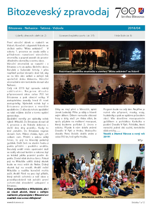 Bitozeveský zpravodaj : obec Bitozeves - Nehasice - Tatinná - Vidovle