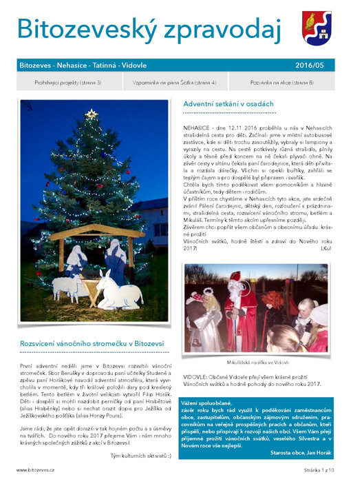 Bitozeveský zpravodaj : obec Bitozeves - Nehasice - Tatinná - Vidovle