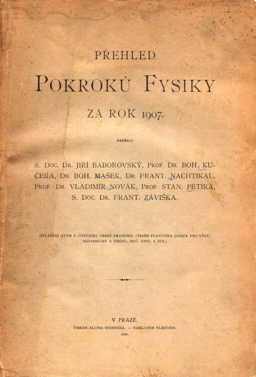 Přehled pokroků fysiky za rok ...