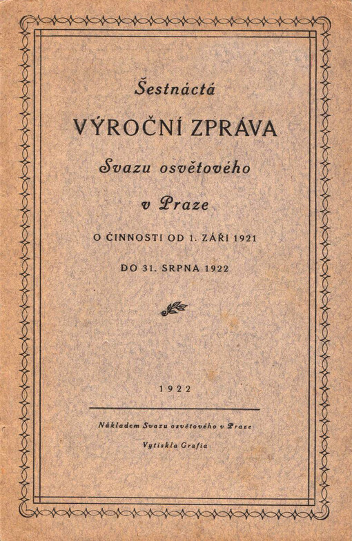 Výroční zpráva Svazu osvětového v Praze ...