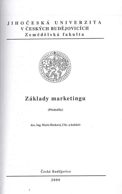 Základy marketingu : (přednášky)