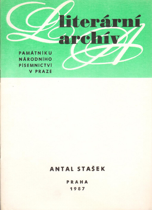 Antal Stašek: (1843-1931) : literární pozůstalost