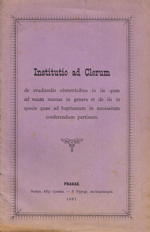 Institutio ad Clerum de erudiendis obstetricibus in iis quae ad suum munus in genere et de iis in specie quae ad baptismum in necessitate conferendum pertinent