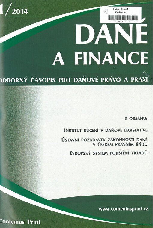 Daně a finance : odborný časopis pro daňové právo a praxi