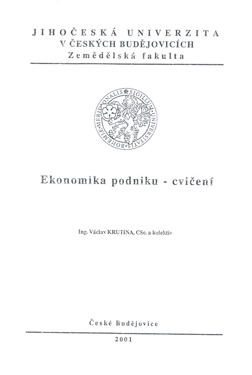 Ekonomika podniku - cvičení