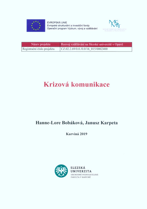 Krizová komunikace : distanční studijní text