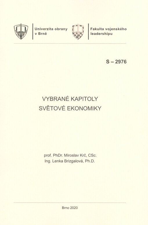 Vybrané kapitoly světové ekonomiky : studijní text