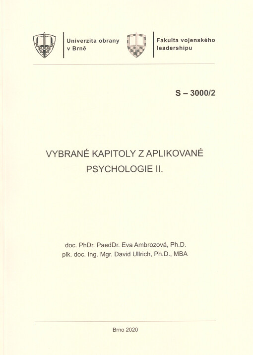 Vybrané kapitoly z aplikované psychologie II. : studijní text