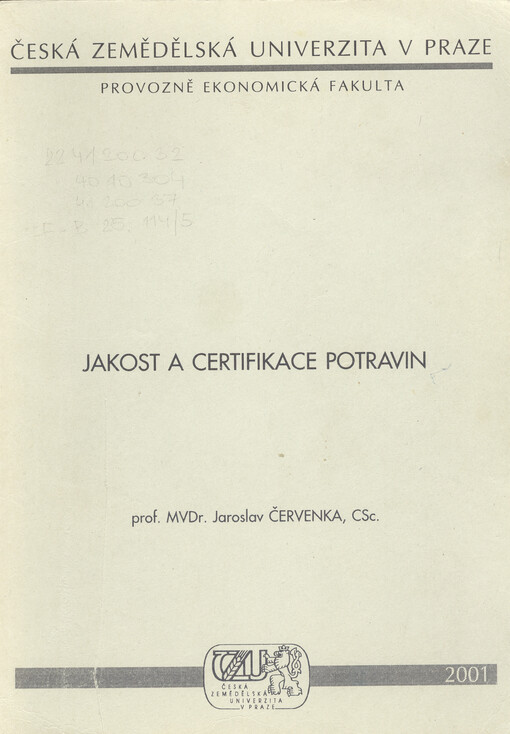 Jakost a certifikace potravin