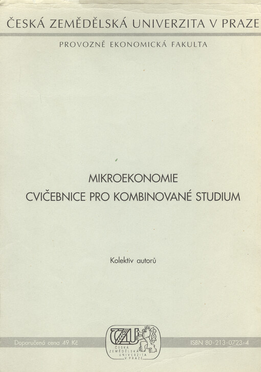 Mikroekonomie : cvičebnice pro kombinované studium