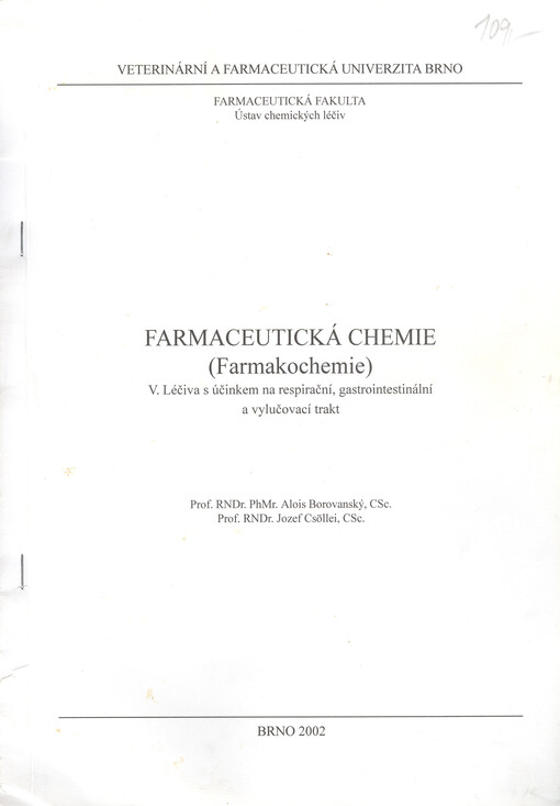 Farmaceutická chemie: (farmakochemie)