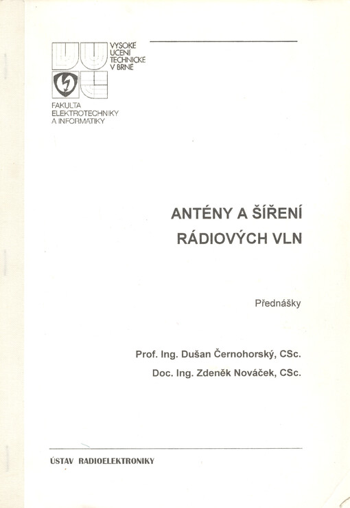 Antény a šíření rádiových vln : přednášky