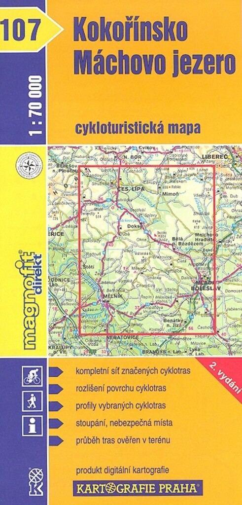 Kokořínsko, Máchovo jezero cykloturistická mapa 1:70 000