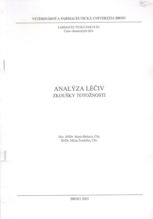 Analýza léčiv : zkoušky totožnosti