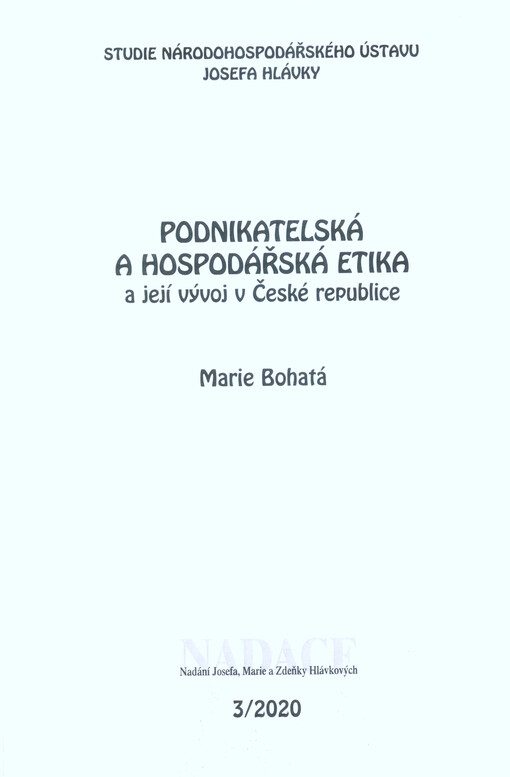 Podnikatelská a hospodářská etika a její vývoj v České republice
