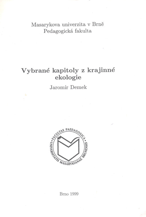 Vybrané kapitoly z krajinné ekologie