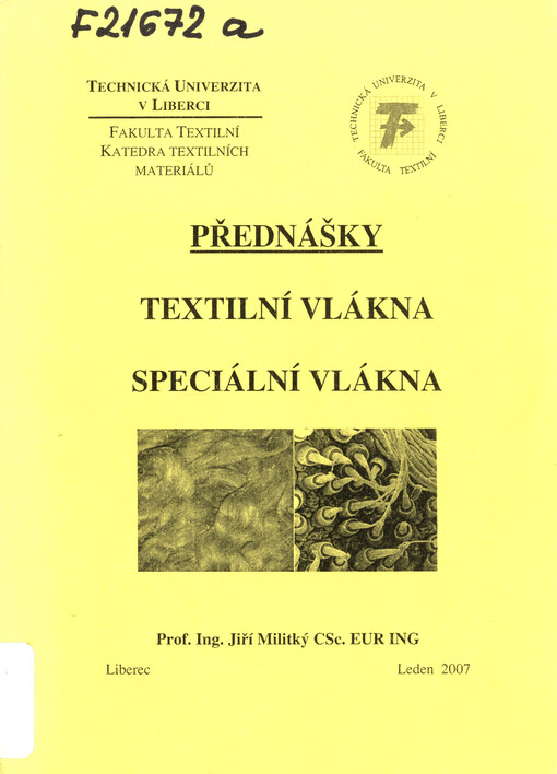 Textilní vlákna ; Speciální vlákna : přednášky