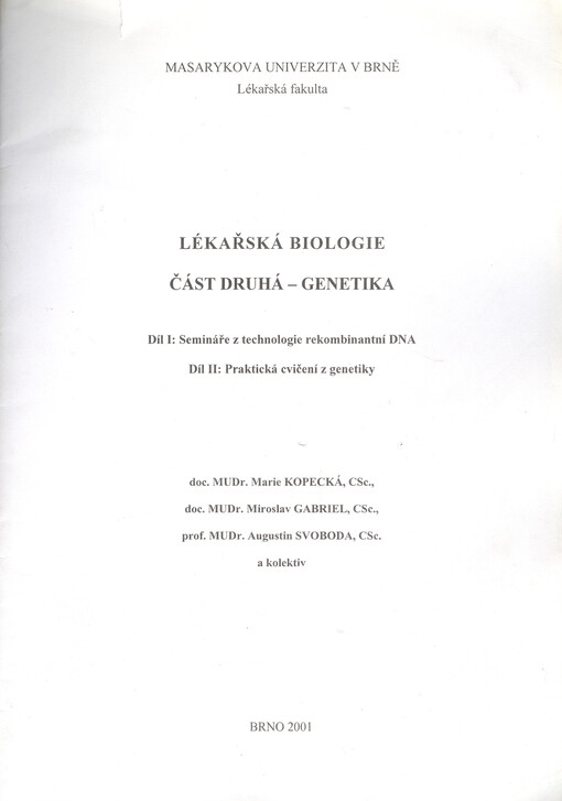 Lékařská biologie. Část druhá, Genetika