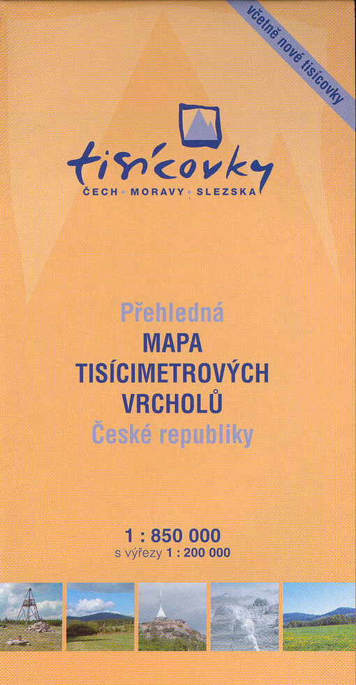 Tisícovky Čech, Moravy, Slezska přehledná mapa tisícimetrových vrcholů České republiky : 1:850000 s výřezy 1:200000
