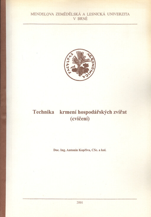 Technika krmení hospodářských zvířat : (cvičení)