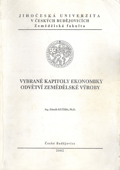 Vybrané kapitoly ekonomiky odvětví zemědělské výroby