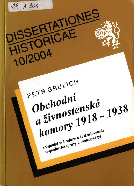 Obchodní a živnostenské komory 1918-1938