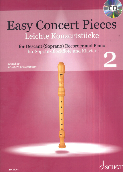 Easy Concert Pieces : for descnat (soprano) recorder and piano = leichte Konzertstücke : für Sopranblockflöte und Klavier. Volume 2