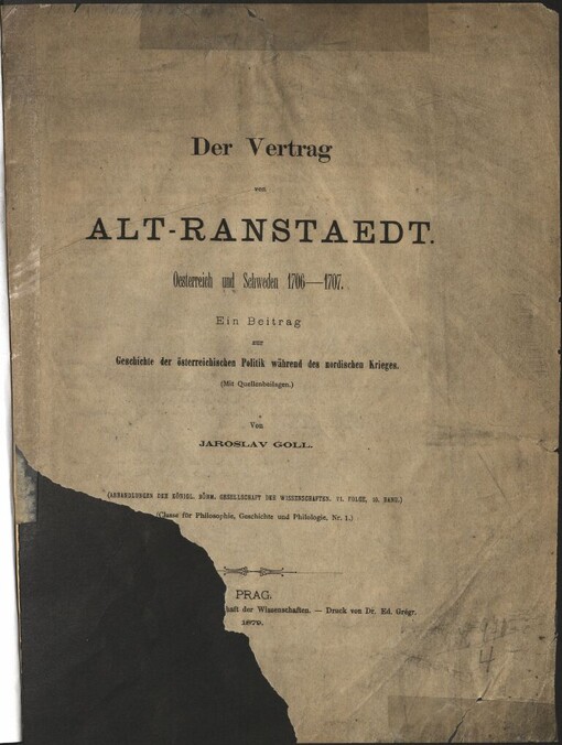 Vertrag von Alt-Ranstaedt: Oesterreich und Schweden 1706-1707 : ein Beitrag zur Geschichte der österreichischen Politik während des nordischen Krieges