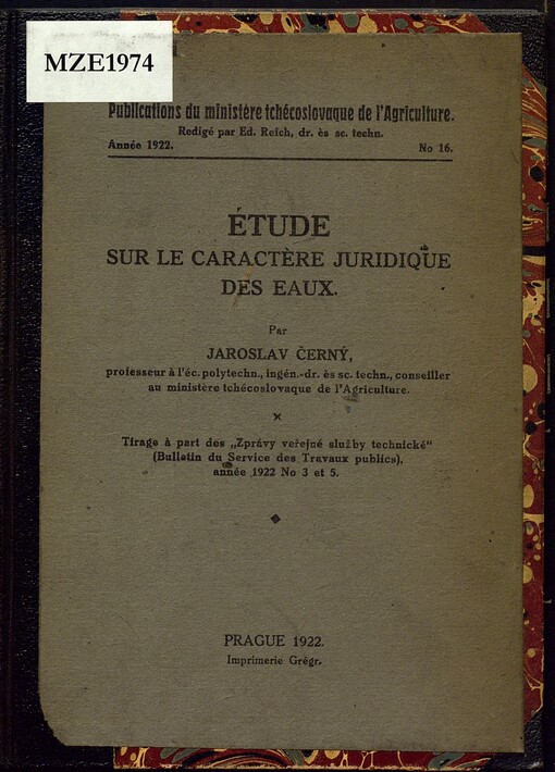 Étude sur le caractère juridique des eaux