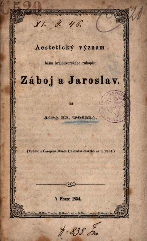Aestetický význam básní kralodvorského rukopisu Záboj a Jaroslav