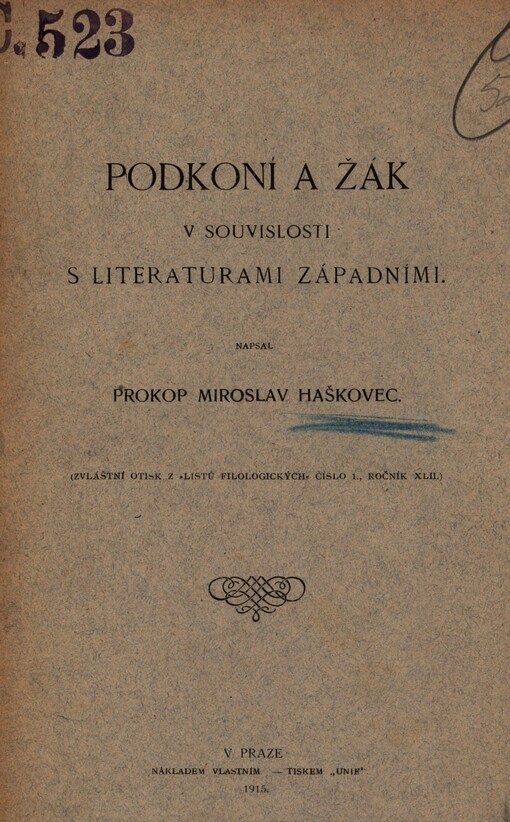 Podkoní a žák v souvislosti s literaturami západními