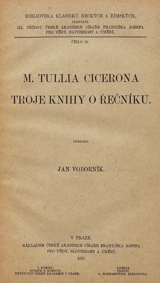 M. Tullia Cicerona Troje knihy o řečníku