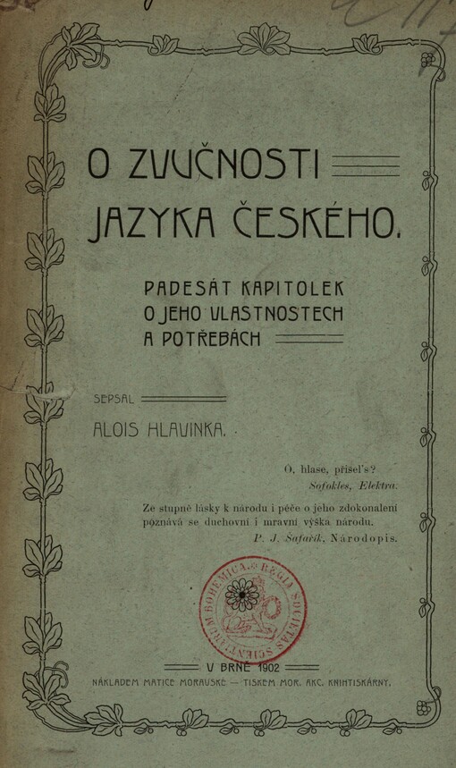 O zvučnosti jazyka českého: padesát kapitolek o jeho vlastnostech a potřebách