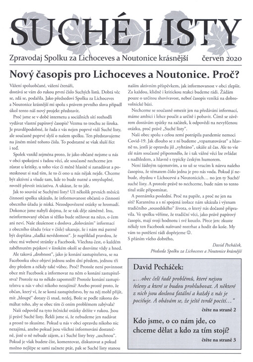 Suché listy : zpravodaj Spolku za Lichoceves a Noutonice krásnější