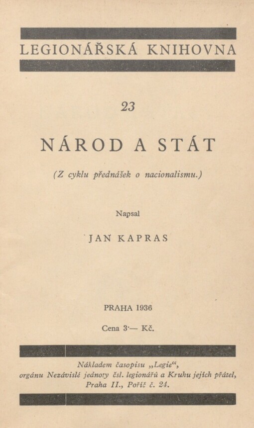 Národ a stát: (z cyklu přednášek o nacionalismu)