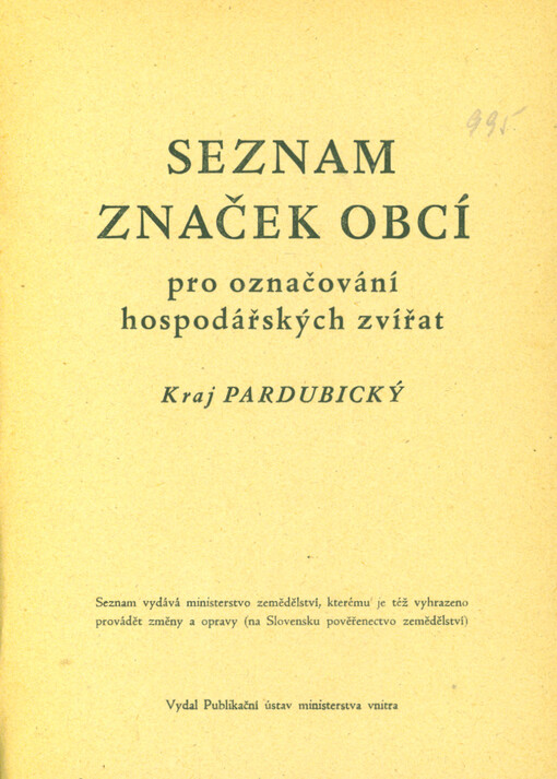 Seznam značek pro označování hospodářských zvířat : Kraj Pardubický