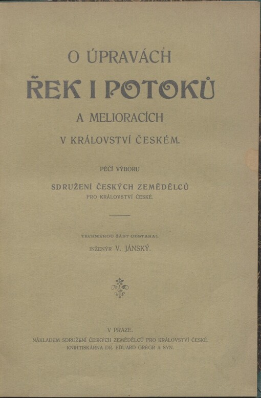 O úpravách řek i potoků a melioracích v království Českém