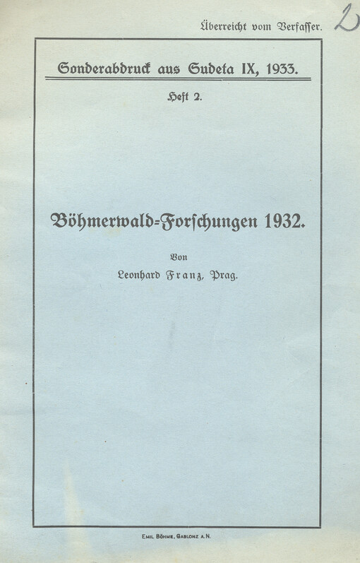 Böhmerwald-Forschungen 1932