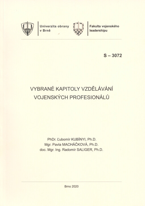 Vybrané kapitoly vzdělávání vojenských profesionálů : studijní text