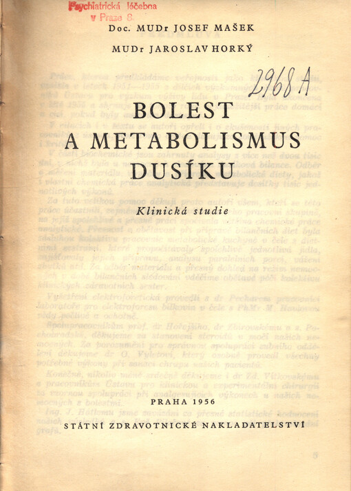 Bolest a metabolismus dusíku : klinická studie
