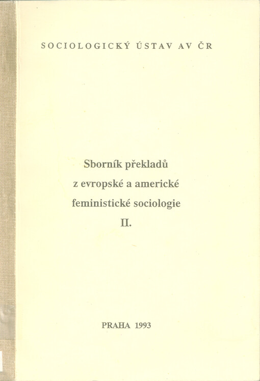 Sborník překladů z evropské a americké feministické sociologie