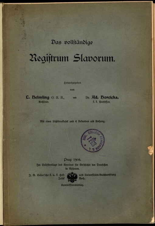 vollständige Registrum Slavorum