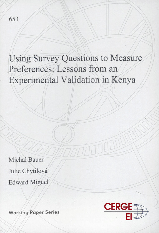 Using survey questions to measure preferences : lessons from an experimental validation in Kenya