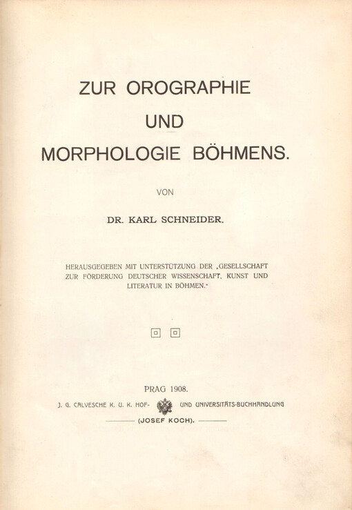 Zur Orographie und Morphologie Böhmens /