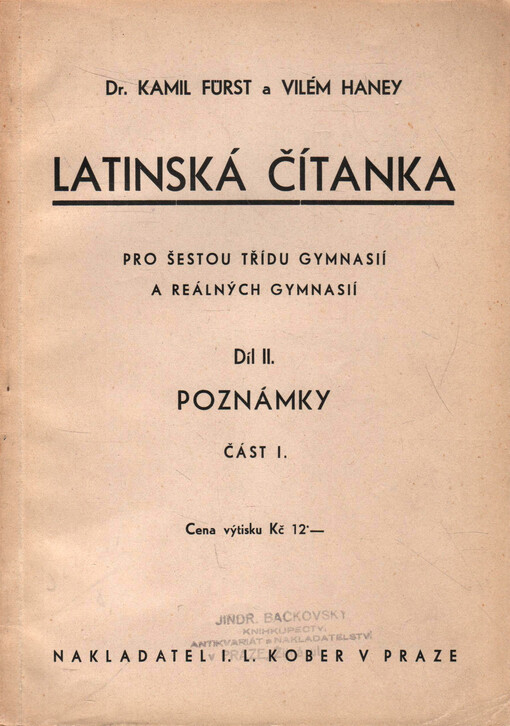 Latinská čítanka pro VI. třídu gymnasií a reálných gymnasií. Díl II, Poznámky