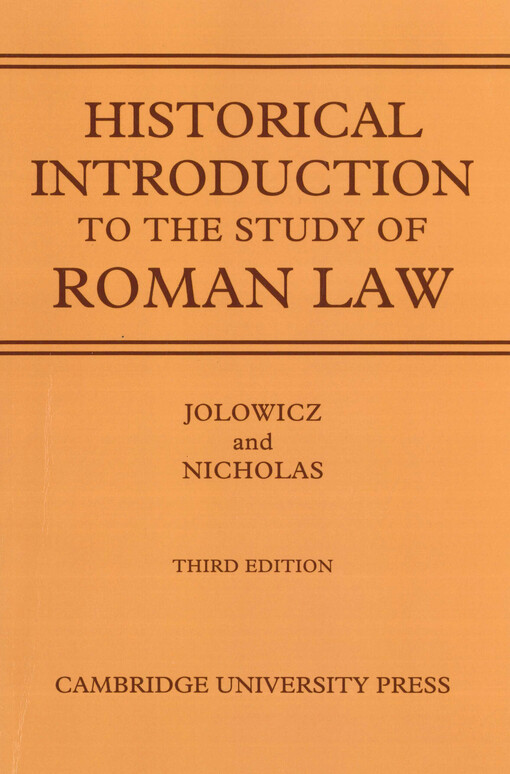 Historical introduction to the study of Roman law
