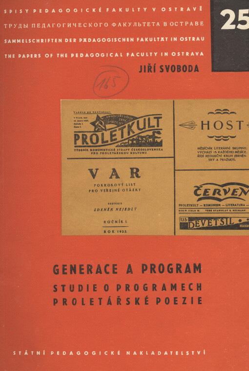 Generace a program: studie o programech proletářské poezie