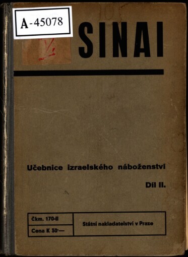 Sinai: Učebnice izraelského náboženství pro obecné, měšťanské a střední školy